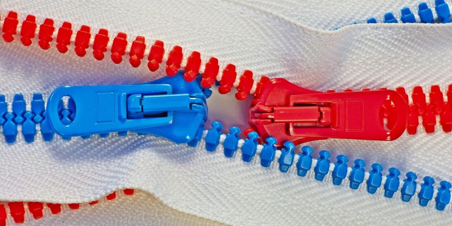 blue and red zippers